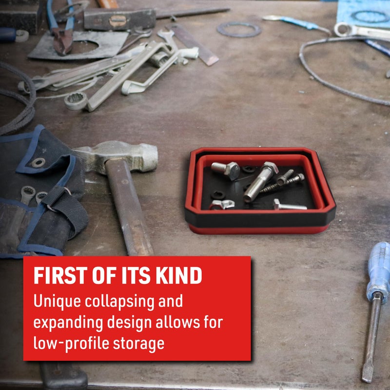 E-Z Red EZRED - EZR-BCK18 EZTRAY Magnetic Collapsible Parts Tray Organizer, Made of Silica and ABS, For Tool Parts, Set of 3 - Image 3